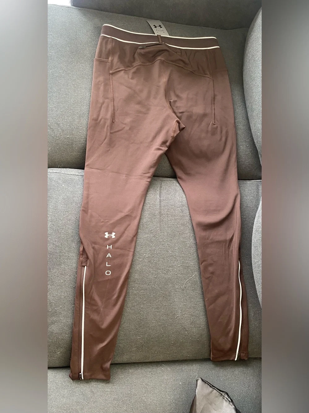 Men's Brown Athletic Pants with Side Stripe - Picture 2 of 7